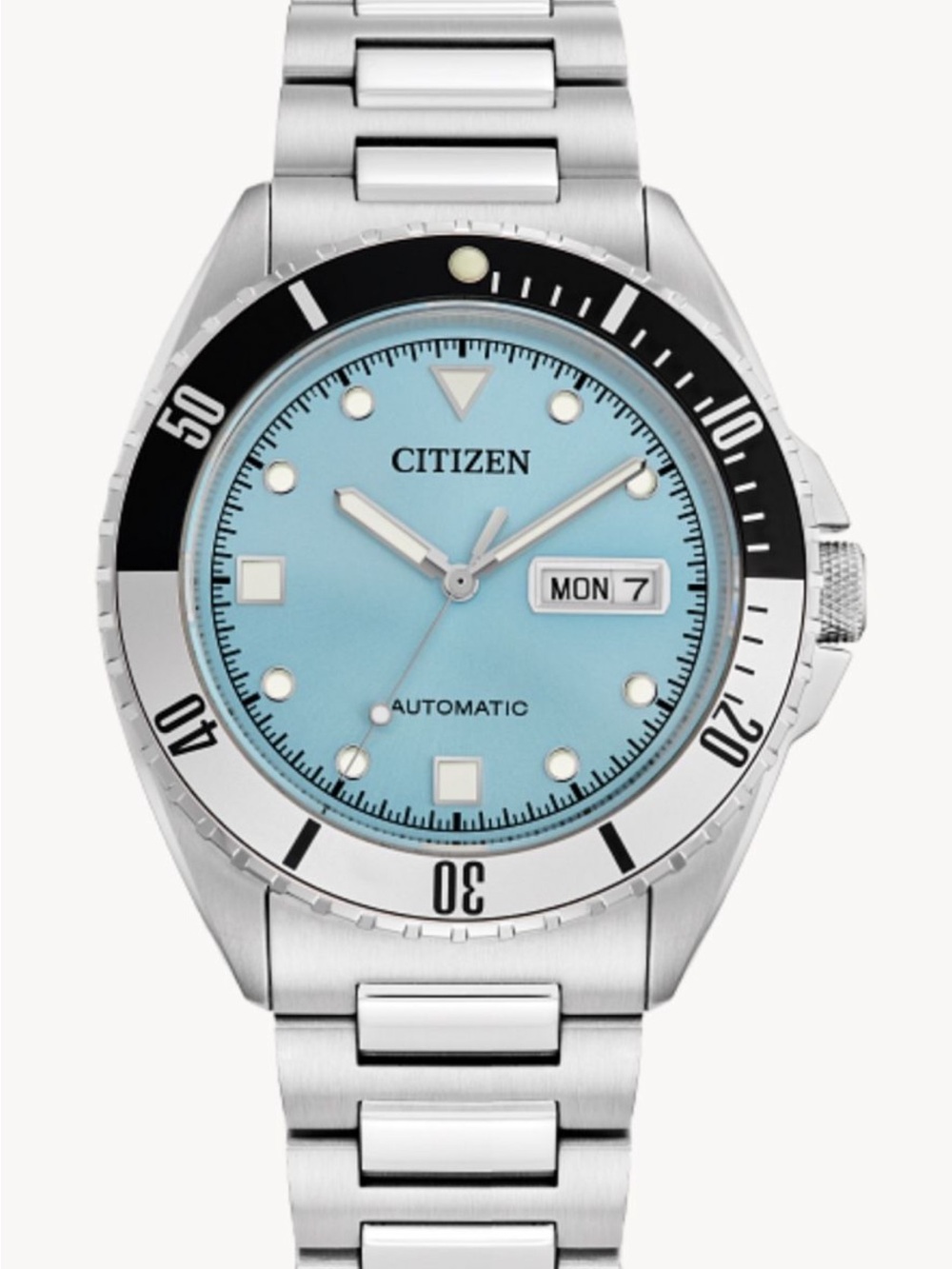 EUC Citizen Stainless Steel Automatic Watch with Light Blue Dial